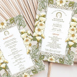 Vintage Art Nouveau Wedding Program Cream Florals<br><div class="desc">This vintage-inspired wedding program is a beautiful representation of Art Nouveau design, featuring an elegant cream and soft green floral motif. The front of the card welcomes guests with delicate cream flowers, surrounded by swirling green vines, bringing a natural and sophisticated touch to the overall layout. The soft beige background...</div>