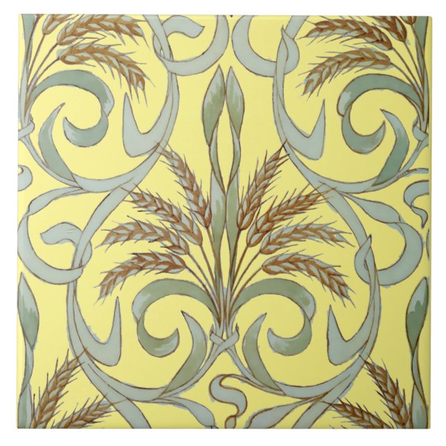 Vintage Art Nouveau Wheat Pattern Tile (Front)