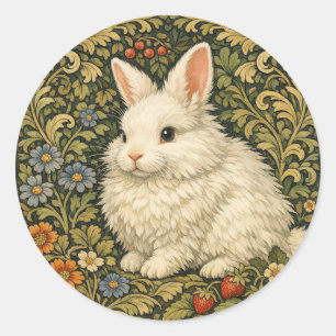 Vintage art nouveau white rabbit  classic round sticker