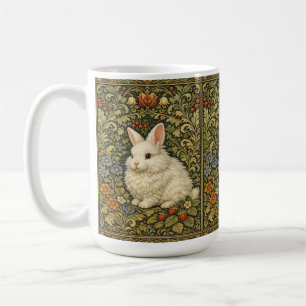 Vintage art nouveau white rabbit  coffee mug