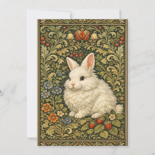 Vintage art nouveau white rabbit  invitation
