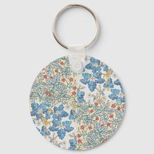 Vintage Art Nouveau Wild Geranium Floral Pattern Keychain