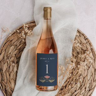 Vintage Art Nouveau Wine Bottle Table Number Label