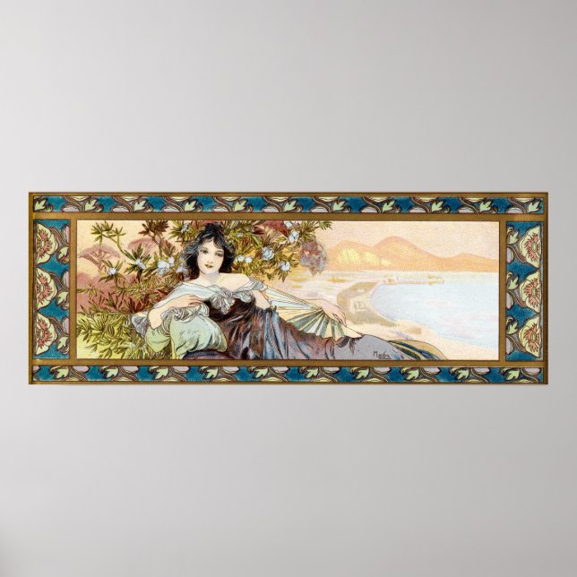 Vintage Art Nouveau Woman by Alphonse Mucha Poster (Front)