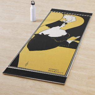 Vintage Art Nouveau, Woman Reading a Yellow Book Yoga Mat
