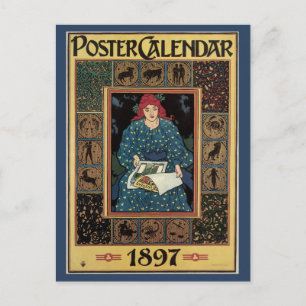 Vintage Art Nouveau, Woman Reading Astrology Book Postcard