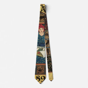 Vintage Art Nouveau, Woman Reading Astrology Book Tie