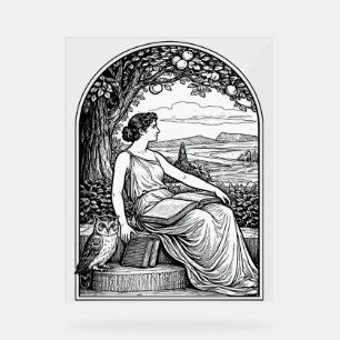 Vintage Art Nouveau Woman Reading Under Tree Acrylic Sign