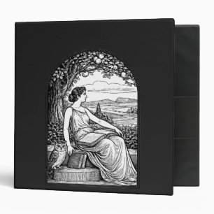 Vintage Art Nouveau Woman Reading Under Tree Binder