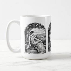 Vintage Art Nouveau Woman Reading Under Tree Coffee Mug
