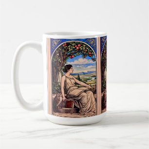 Vintage Art Nouveau Woman Reading Under Tree Coffee Mug