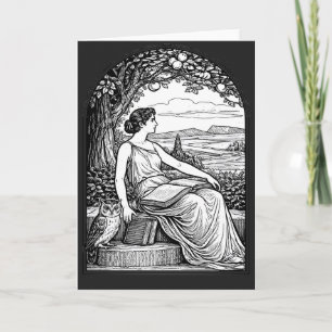 Vintage Art Nouveau Woman Reading Under Tree Note Card