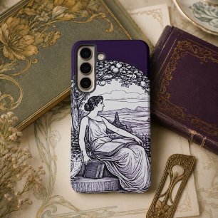 Vintage Art Nouveau Woman Reading Under Tree Samsung Galaxy Case