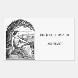 Vintage Art Nouveau Woman Reading Under Tree Sticker