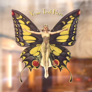 Vintage Art Nouveau Woman With Butterfly Wings Window Cling