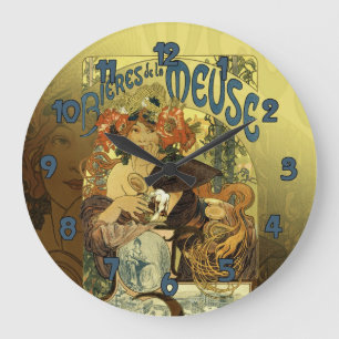 Vintage Art Noveau Poster Art Meuse Large Clock