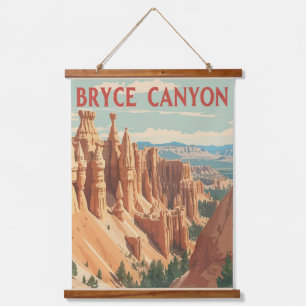 Vintage art poster of Bryce Canyon. Hanging Tapestry