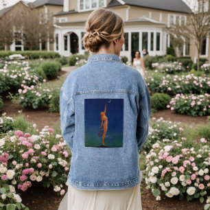 Vintage Art Print, "Reaching For The Moon" Denim Jacket