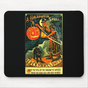 Vintage Art Retro Halloween Witch  Mouse Pad