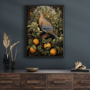 Vintage Art Style Bird in a Tree Poster