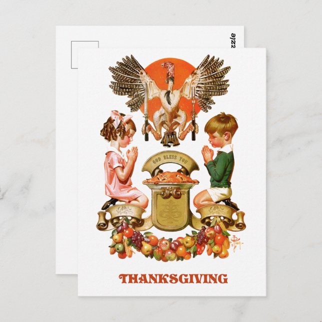 Vintage Art Thanksgiving Postcards (Front/Back)
