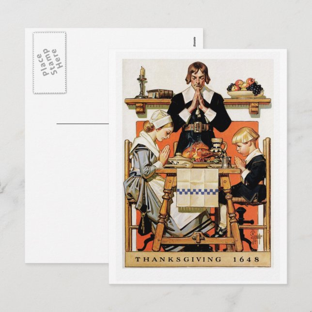 Vintage Art Thanksgiving Postcards (Front/Back)