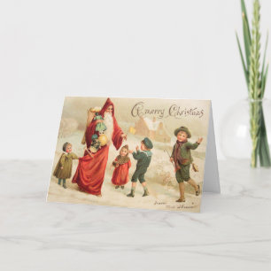 Vintage Art Victorian Christmas Santa Customize it Holiday Card