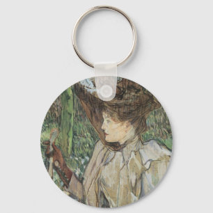 Vintage Art, Woman with Gloves by Toulouse Lautrec Keychain