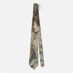 Vintage Art, Woman with Gloves by Toulouse Lautrec Tie