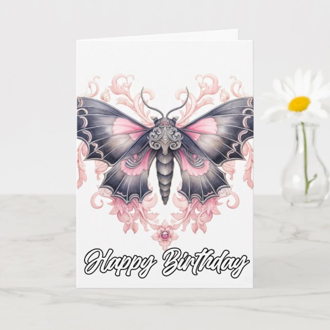 Vintage Artistic Butterfly Art | Happy Birthday Card (Small Plant)