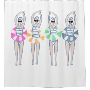 Vintage Artistic Swimming Swimmers Swim Ring Pool 