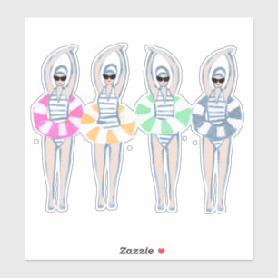 Vintage Artistic Swimming Swimmers Swim Ring Pool 