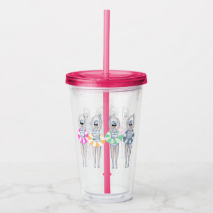 Vintage Artistic Swimming Swimmers Swim Ring Pool  Acrylic Tumbler