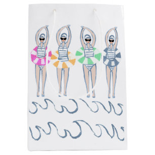 Vintage Artistic Swimming Swimmers Swim Ring Pool  Medium Gift Bag