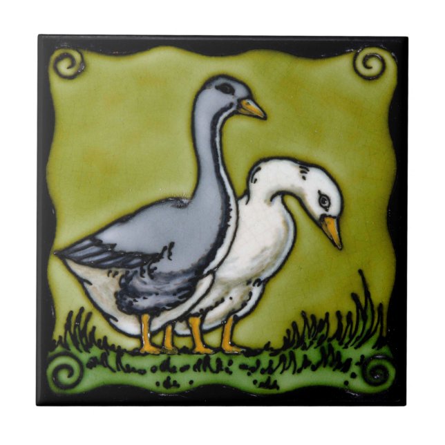 Vintage Arts and Crafts Ducks Tile (Front)