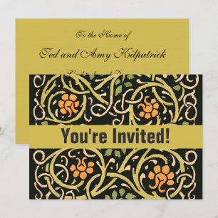 Vintage Arts and Crafts Floral Pattern Roycroft Invitation