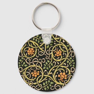 Vintage Arts and Crafts Floral Pattern Roycroft Keychain