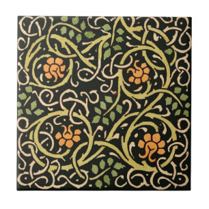 Vintage Arts and Crafts Floral Pattern Roycroft Tile