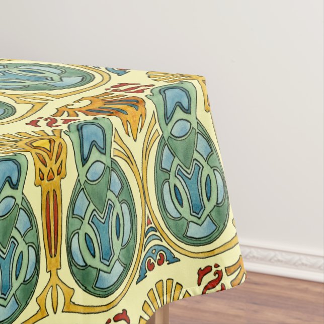 Vintage Arts And Crafts Style 1907 Pattern Tablecloth (In Situ)