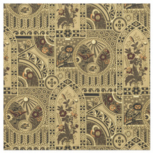 Vintage Arts And Crafts style Night & Day Pattern Fabric