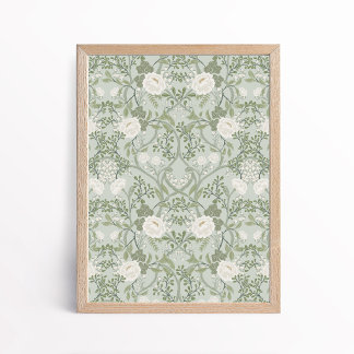 Vintage Arts and Crafts Style Peony Floral Poster
