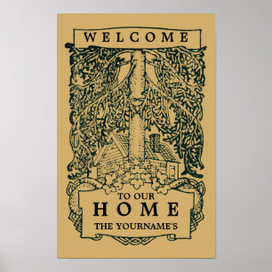 Vintage Arts And Crafts Style "Welcome" Poster
