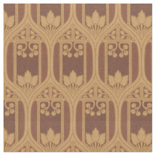 Vintage Arts & Crafts Berries & Foliage Pattern Fabric