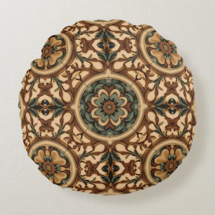 Vintage Arts & Crafts Craftsman, Mission Style Round Pillow