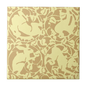 Vintage Arts & Crafts Style Rabbit Dog Bird Deer Tile