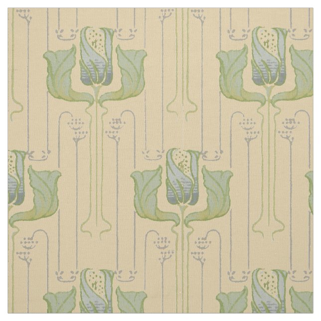 Vintage Arts & Crafts Style Tulip Pattern Fabric (Swatch)