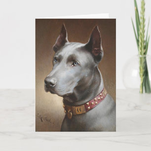 Vintage Artwork - A Doberman Pinscher Portrait, Card