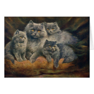 Vintage Artwork - Beautiful Cat Family,