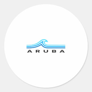 Vintage Aru Souvenir Mens Womens Girls Boys Waves Classic Round Sticker