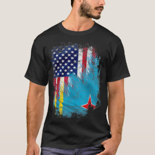 Vintage Aruba And American With Flag Cool Gift T-Shirt